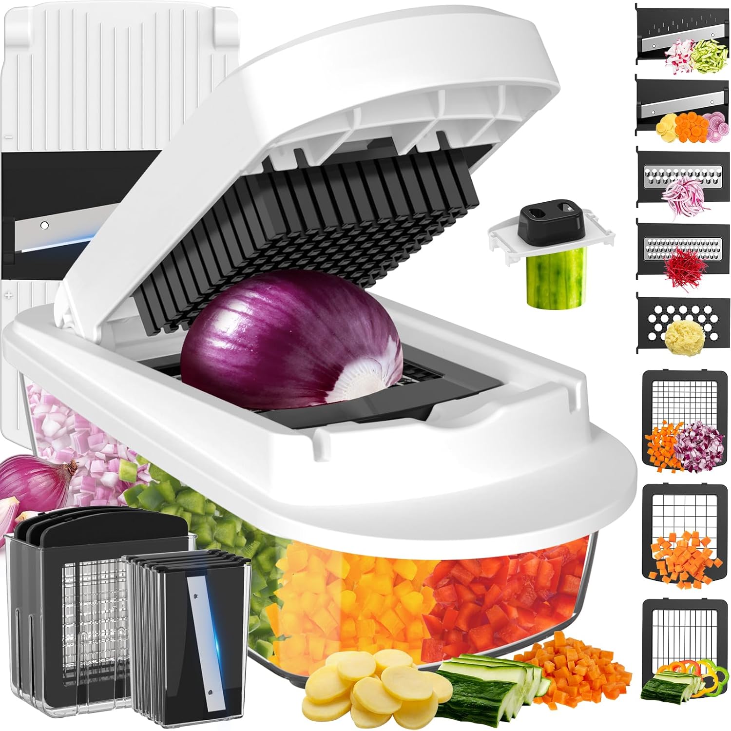 Kitchen Gadgets Vegetable Cutter - 8 Blade All-in-1 Vegetable Chopper Mandoline