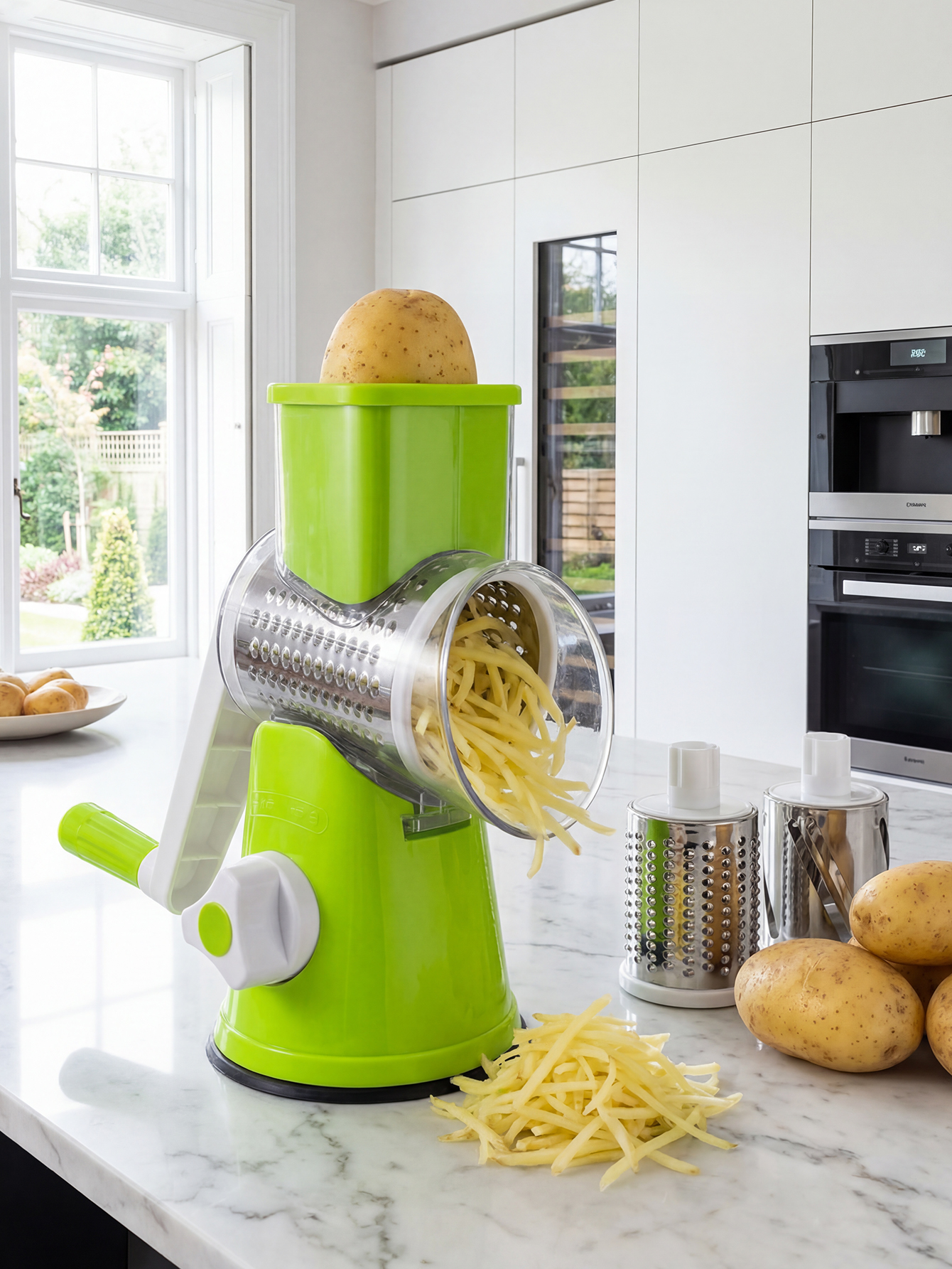 Mandoline Slicer - Rotary Cheese Grater with Handle -