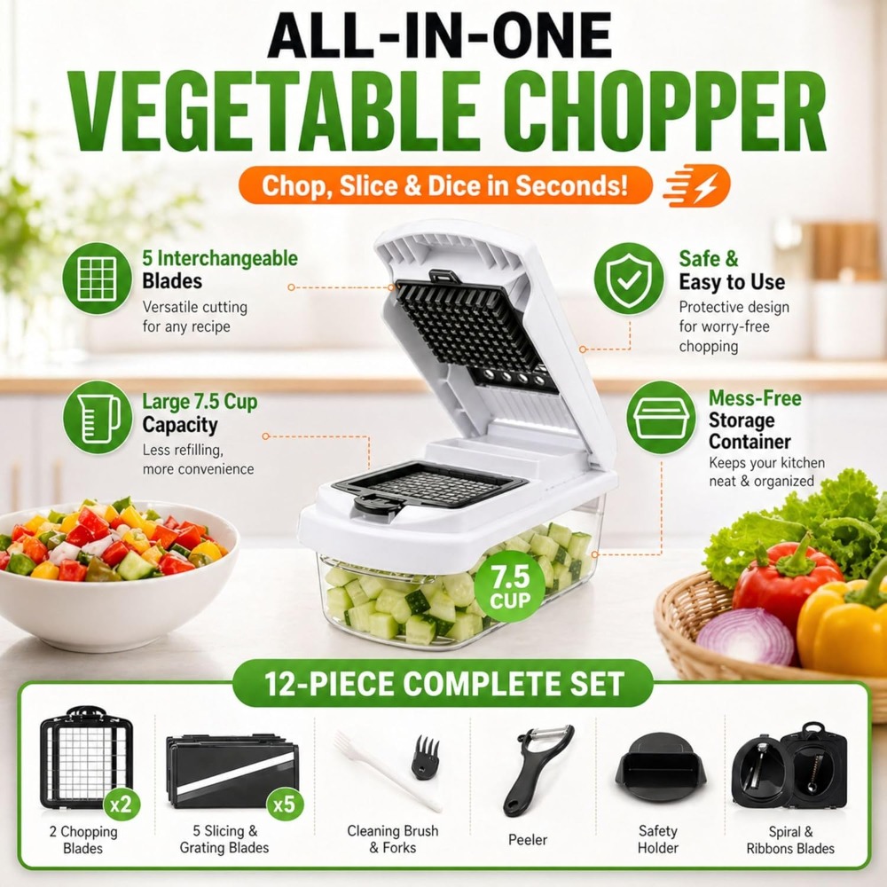 12-in-1 Vegetable Chopper with - огляд і ціна Mandoline Slicer