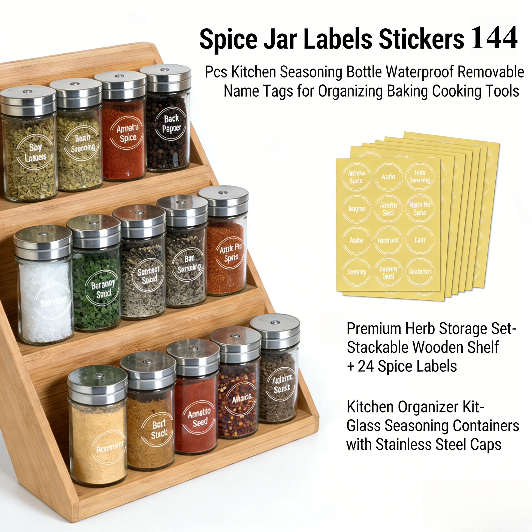 144pcs Spice Jar Labels Sticke - огляд і ціна Kitchen Gadgets Name
