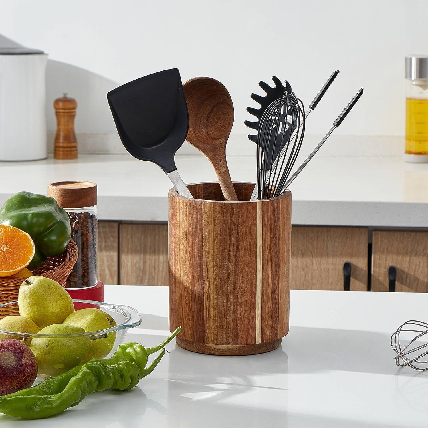 Acacia Wood Utensil Holder, 36 - огляд і ціна Kitchen Utensil Holder