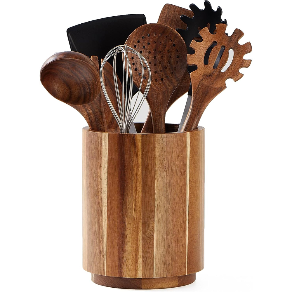 Acacia Wood Utensil Holder for - огляд і ціна Kitchen Utensil Holder