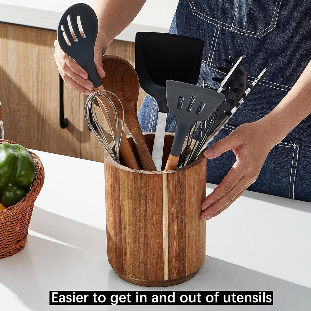 Acacia Wood Utensil Holder for - огляд і ціна Kitchen Utensil Holder
