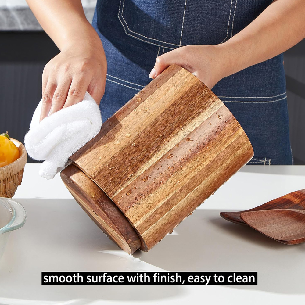 Acacia Wood Utensil Holder for - огляд і ціна Kitchen Utensil Holder